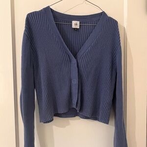 Blue cotton cardigan with buttons size Large knitted